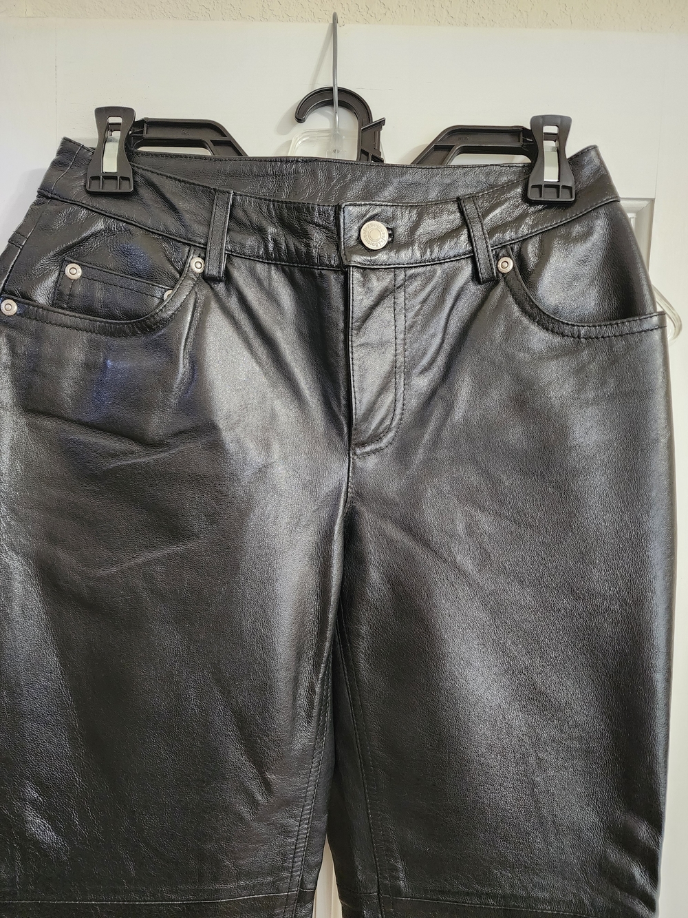 Newport News Jeanology Vintage Y2K Leather Pants Black 2P E6278 - Picture 6 of 13
